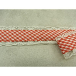 RUBAN FANTAISIE VICHY- 3 cm- ROSE 