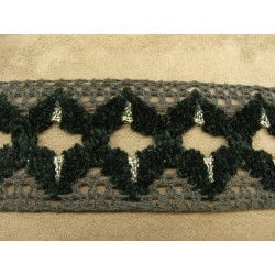 RUBAN FANTAISIE- 6 cm- NOIR - AVEC LUREX OR 