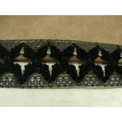 RUBAN FANTAISIE- 6 cm- NOIR - AVEC LUREX OR 