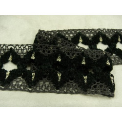 RUBAN FANTAISIE- 6 cm- NOIR - AVEC LUREX OR 