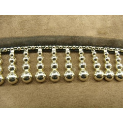 RUBAN PERLE- 3 cm- NOIR & OR 