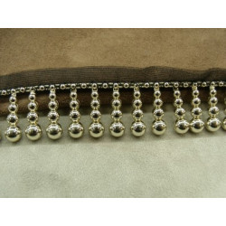 RUBAN PERLE- 3 cm- NOIR & OR 
