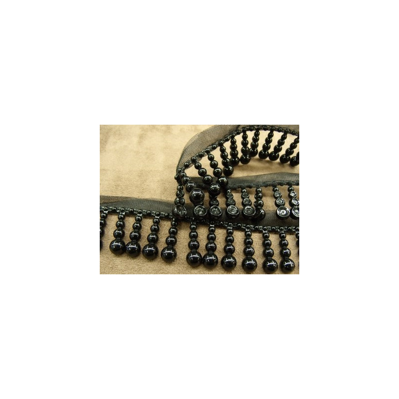 RUBAN PERLE- 3 cm- NOIR