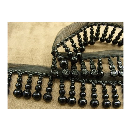 RUBAN PERLE- 3 cm- NOIR