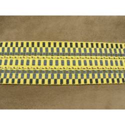 RUBAN FANTAISIE-6 cm- JAUNE & BLEU