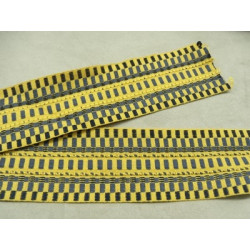 RUBAN FANTAISIE-6 cm- JAUNE & BLEU