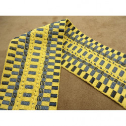 RUBAN FANTAISIE-6 cm- JAUNE & BLEU