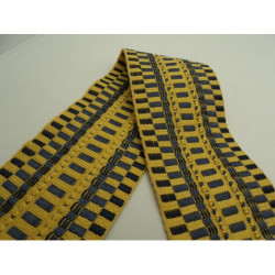 RUBAN FANTAISIE-6 cm- JAUNE & BLEU