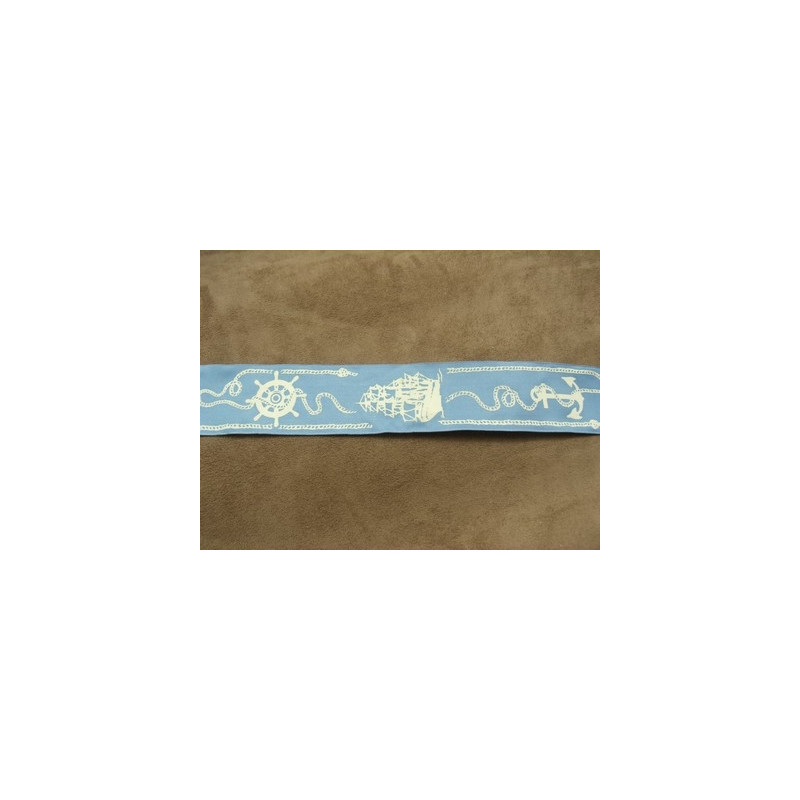 RUBAN FANTAISIE-4 cm- MARINE 