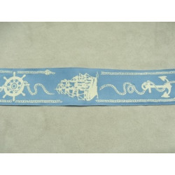 RUBAN FANTAISIE-4 cm- MARINE