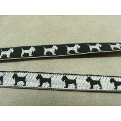 RUBAN FANTAISIE- 1 cm- REVERSIBLE - ROXY-NOIR & BLANC