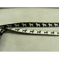 RUBAN FANTAISIE- 1 cm- REVERSIBLE - ROXY-NOIR & BLANC