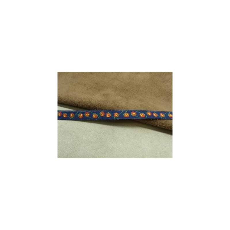 RUBAN FANTAISIE- 1 cm- GALON CHERRY-BLEU - BLANC- VERT 