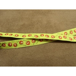 RUBAN FANTAISIE- 1 cm- GALON CHERRY- JAUNE - VERT - ROUGE 