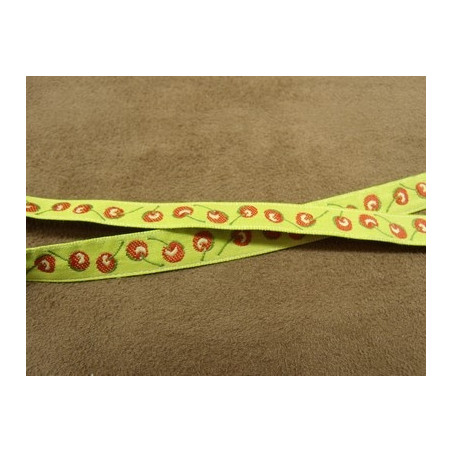 RUBAN FANTAISIE- 1 cm- GALON CHERRY- JAUNE - VERT - ROUGE RUBAN FANTAISIE- 1 cm- GALON CHERRY- JAUNE - VERT - ROUGE