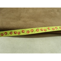 RUBAN FANTAISIE- 1 cm- GALON CHERRY- JAUNE - VERT - ROUGE 