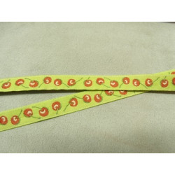 RUBAN FANTAISIE- 1 cm- GALON CHERRY- JAUNE - VERT - ROUGE