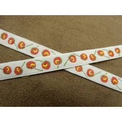 RUBAN FANTAISIE- 1 cm- GALON CHERRY- BLANC- VERT - ROUGE 