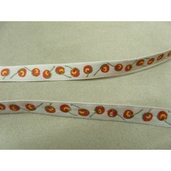 RUBAN FANTAISIE- 1 cm- GALON CHERRY- BLANC- VERT - ROUGE