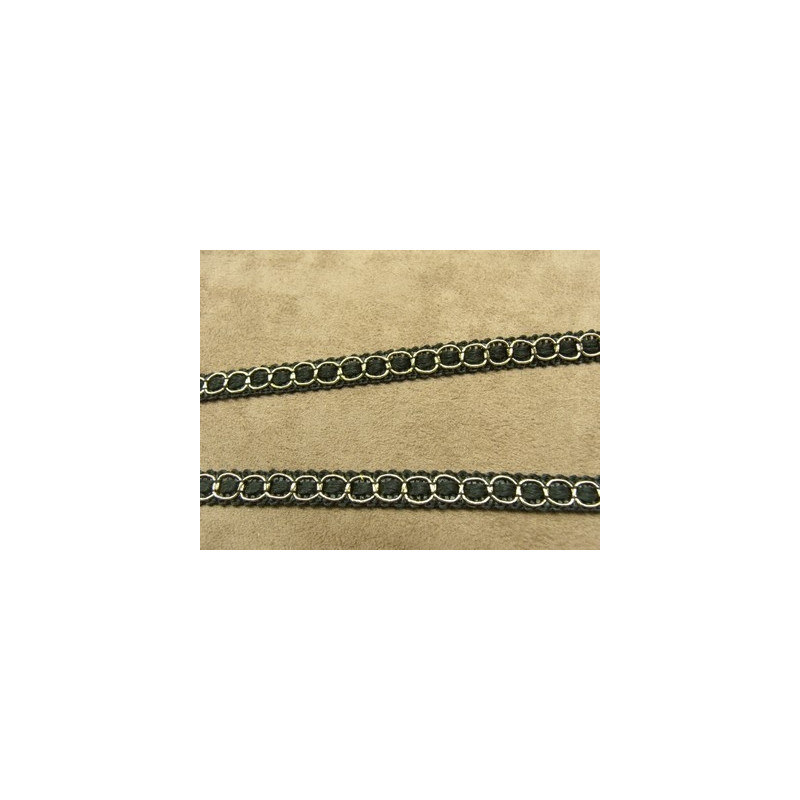RUBAN FANTAISIE-1 cm- NOIR anthracite OR 