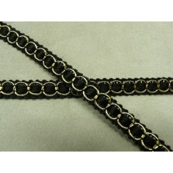 RUBAN FANTAISIE-1 cm- NOIR anthracite OR 