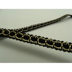 RUBAN FANTAISIE-1 cm- NOIR anthracite OR 