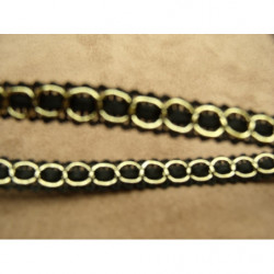 RUBAN FANTAISIE-1 cm- NOIR anthracite OR