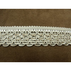 RUBAN FANTAISIE- 3 cm- BEIGE & BLANC