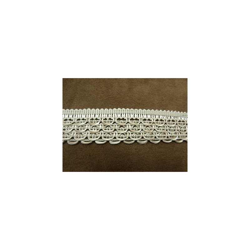 RUBAN FANTAISIE- 3 cm- BEIGE & BLANC
