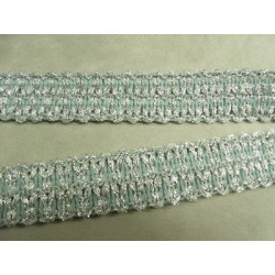 RUBAN FANTAISIE- 3 cm- BLEU GARNIT LUREX ARGENT