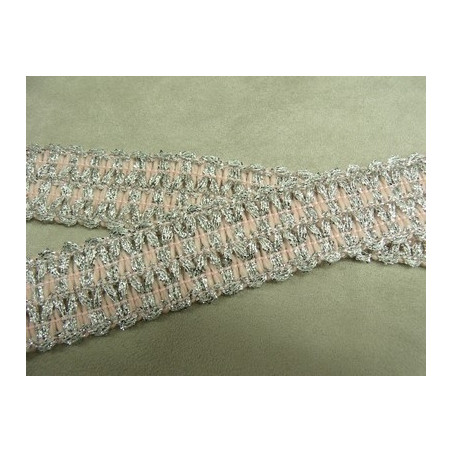 RUBAN FANTAISIE-3 cm- ROSE GARNIT LUREX ARGENT RUBAN FANTAISIE-3 cm- ROSE GARNIT LUREX ARGENT