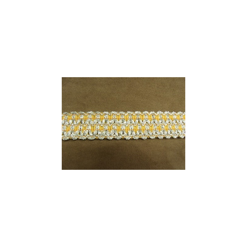 RUBAN FANTAISIE- 3 cm- ORANGE LUREX ARGENT 