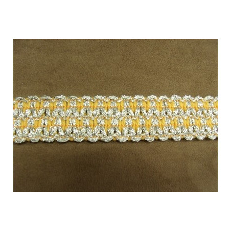 RUBAN FANTAISIE- 3 cm- ORANGE LUREX ARGENT 