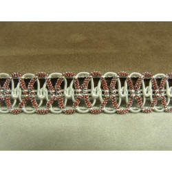 RUBAN FANTAISIE- 3 cm- ROUGE & BORDEAUX- LUREX ARGENT 