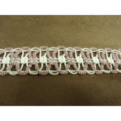 RUBAN FANTAISIE- 3 cm- ROUGE & BORDEAUX- LUREX ARGENT 