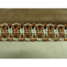 RUBAN FANTAISIE- 3 cm- ORANGE SUR FOND BLANC - LUREX OR 