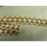 RUBAN FANTAISIE- 3 cm- ORANGE SUR FOND BLANC - LUREX OR