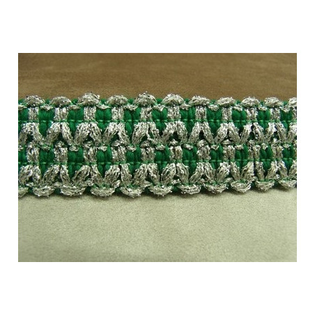 RUBAN FANTAISIE- 3 cm- VERT GARNIT ARGENT RUBAN FANTAISIE- 3 cm- VERT GARNIT ARGENT