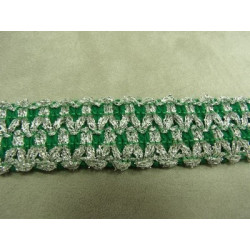 RUBAN FANTAISIE- 3 cm- VERT GARNIT ARGENT