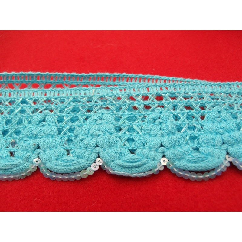 RUBAN FANTAISIE turquoise garnit avec sequin RUBAN FANTAISIE turquoise garnit avec sequin