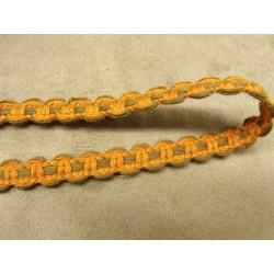 RUBAN FANTAISIE- 1 cm- ORANGE & MARRON 