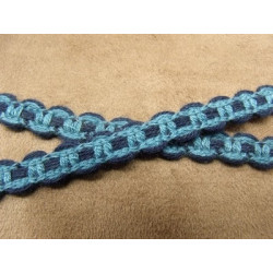 RUBAN FANTAISIE- 1 cm- BICOLORE MARINE & BLEU CLAIR 