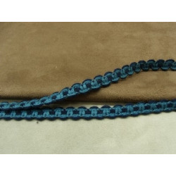 RUBAN FANTAISIE- 1 cm- BICOLORE MARINE & BLEU CLAIR 
