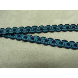 RUBAN FANTAISIE- 1 cm- BICOLORE MARINE & BLEU CLAIR 