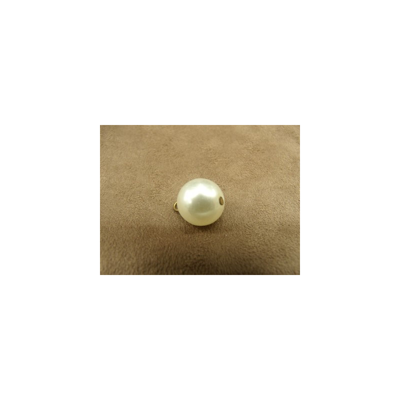 BOUTON ROND PERLE NACRE SUR FIL METALIQUE 