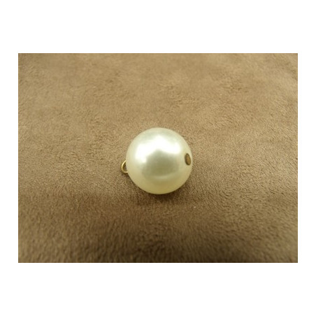 BOUTON ROND PERLE NACRE SUR FIL METALIQUE 