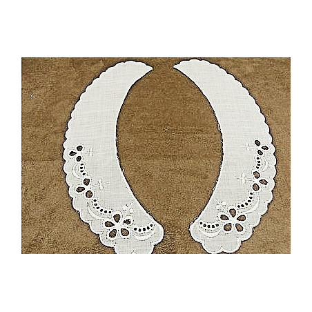 Col Claudine blanc à coudre. fine Broderie Anglaise 100% coton Col Claudine blanc à coudre. fine Broderie Anglaise 100% coton