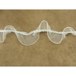 DENTELLE EN RUBAN AVEC TULLE Ondulé-5 cm- BLANCHE 