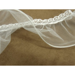 DENTELLE EN RUBAN AVEC TULLE Ondulé-5 cm- BLANCHE