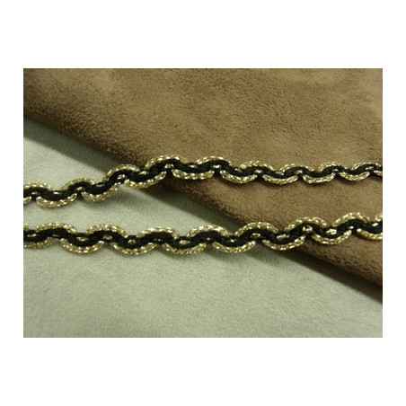 RUBAN FANTAISIE  Torsadé- 7 mm- NOIR & OR RUBAN FANTAISIE  Torsadé- 7 mm- NOIR & OR